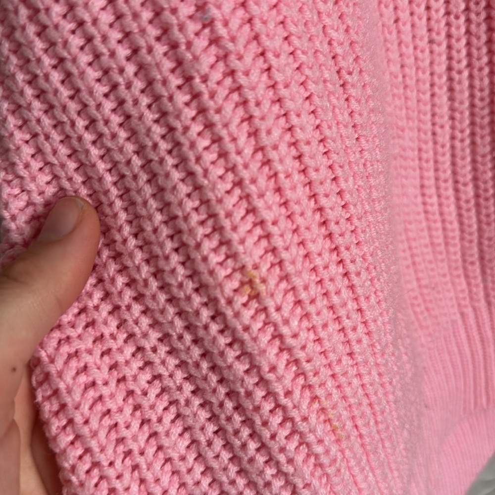 Vintage 80s Pink knit collared sweater - Picture 3 of 6
